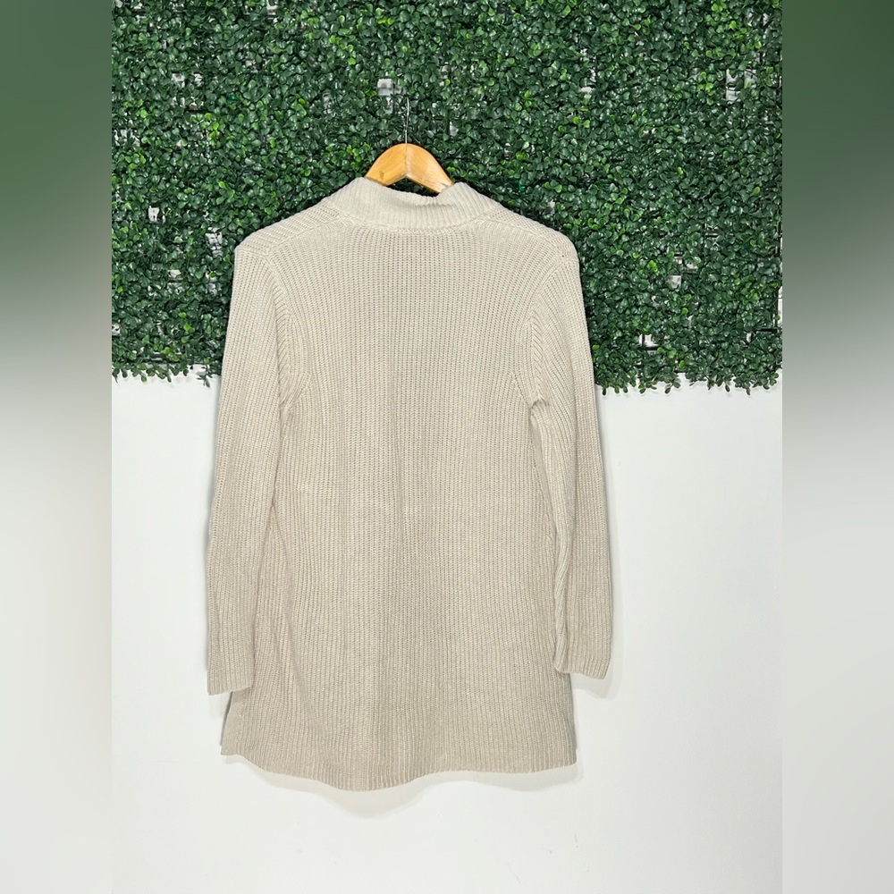 J.Jill Button Front Knit Cardigan Sweater Pockets Collar Beige Cotton Blend M - Picture 5 of 11